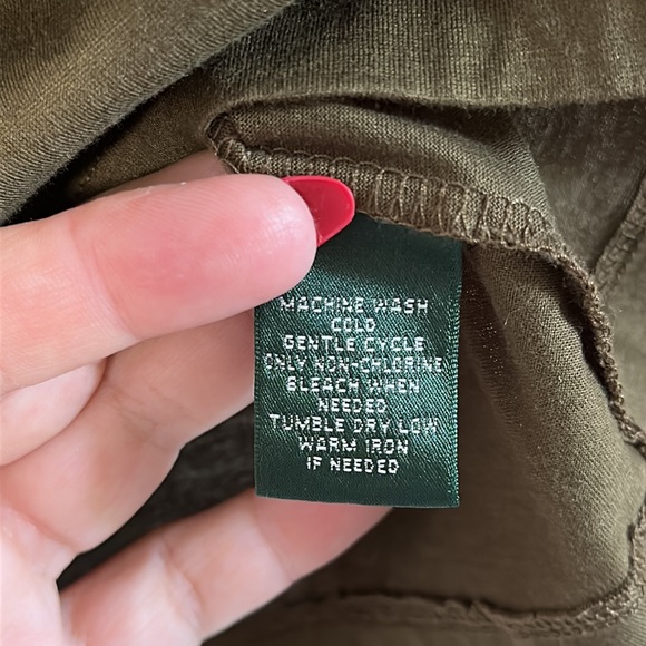 Lauren by Ralph Lauren Olive Green High Neck Ruffle Tank Top XL 100% Cotton - Picture 3 of 6